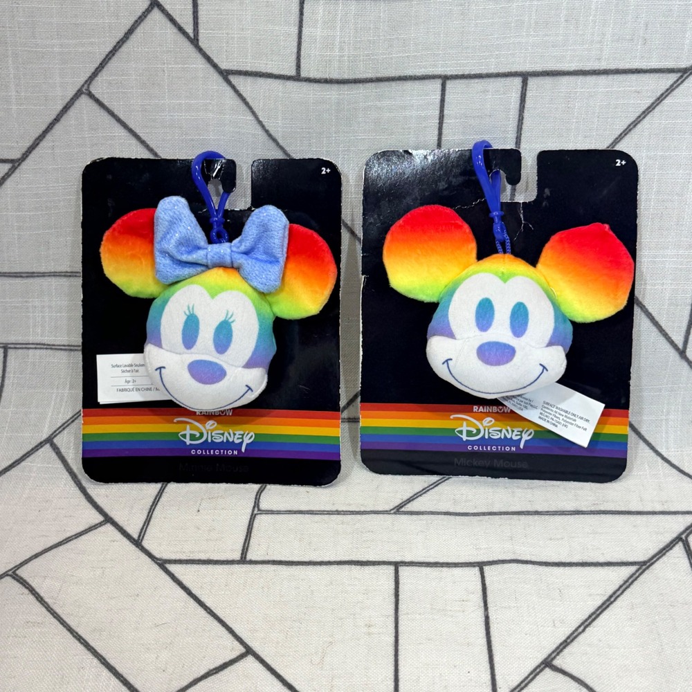 Disney Plush Clip Set OS Rainbow Mickey and Minnie Mouse Pride Collection